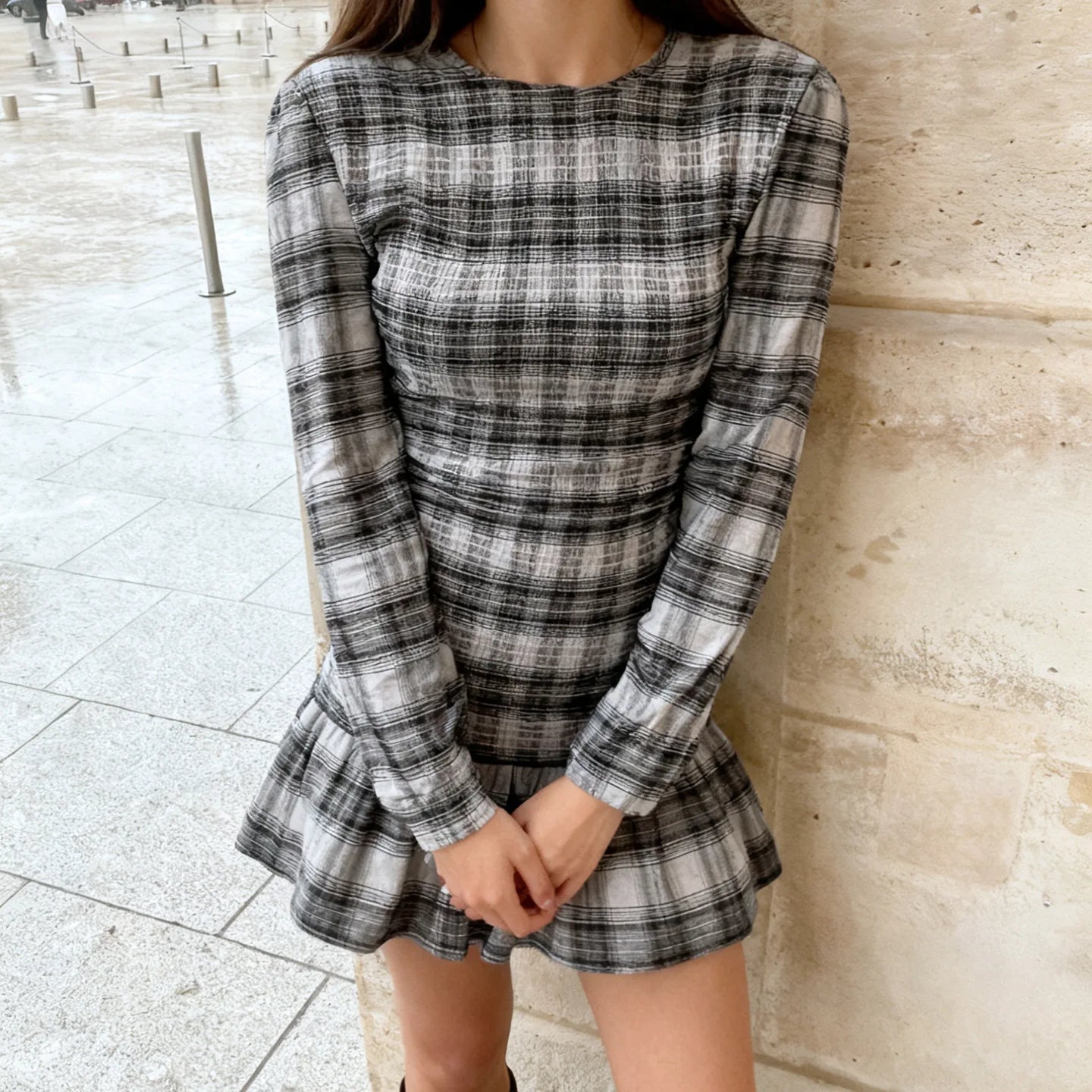 Vestito Bon-Ton a Contrasto con Gonna Plissettata