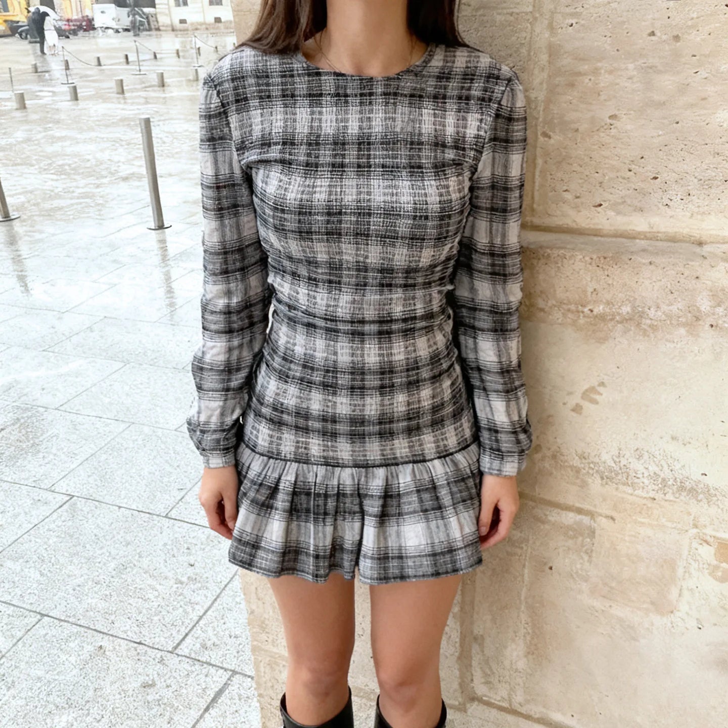 Vestito Bon-Ton a Contrasto con Gonna Plissettata